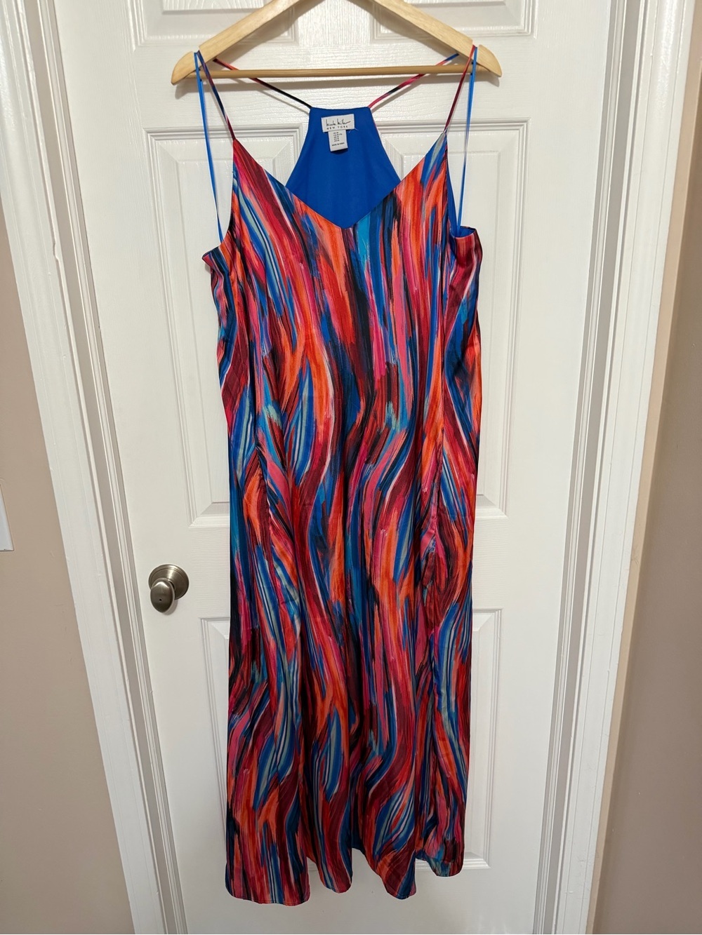Nicole Miller Multicolor Striped Strappy Racerback Flowy Maxi Dress Large XL